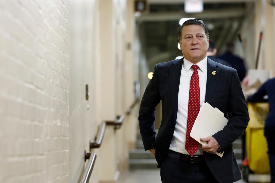 Rep. Ronny Jackson, R-Texas, arrives to the House Republican conference meeting in the U.S. Capitol Building on March 20, 2024 in Washington, DC.