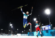 <p>Gold medalist Stina Nilsson of Sweden celebrates winning during the Cross-Country Ladies’ Sprint Classic Final on day four of the PyeongChang 2018 Winter Olympic Games at Alpensia Cross-Country Centre on February 13, 2018 in Pyeongchang-gun, South Korea. (Photo by Al Bello/Getty Images) </p>