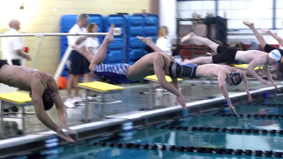 Scarsdale's Kevin Jiang won the 50-yard freestyle at the Section 1 Swimming Championships at Felix Festa Feb. 14, 2024.