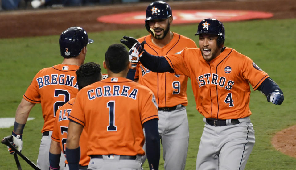 Houston Astros center fielder George Springer (4) celebrates&nbsp;a two-run homer in the second inning.&nbsp; (Photo: USA Today Sports / Reuters)