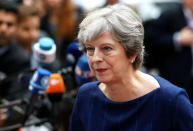 Britain's Prime Minister Theresa May arrives at the EU summit meeting in Brussels, Belgium, October 19, 2017. REUTERS/Francois Lenoir