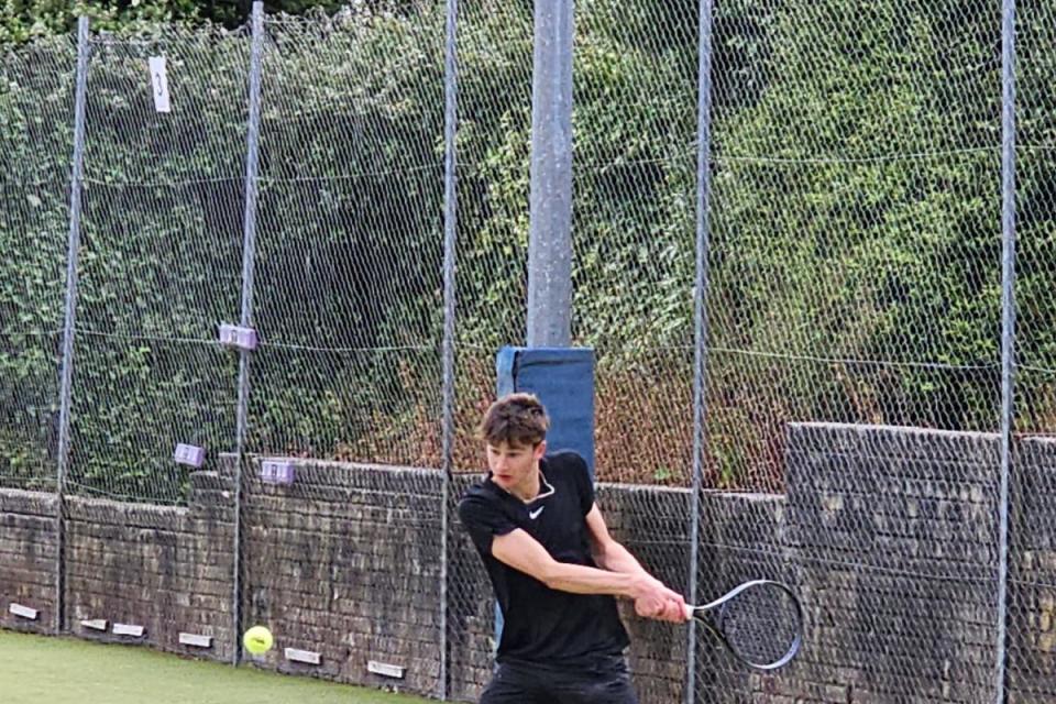 Jonah Balfour, doubles champion and U18s singles runner-up. <i>(Image: Enniskillen Lawn Tennis Club)</i>