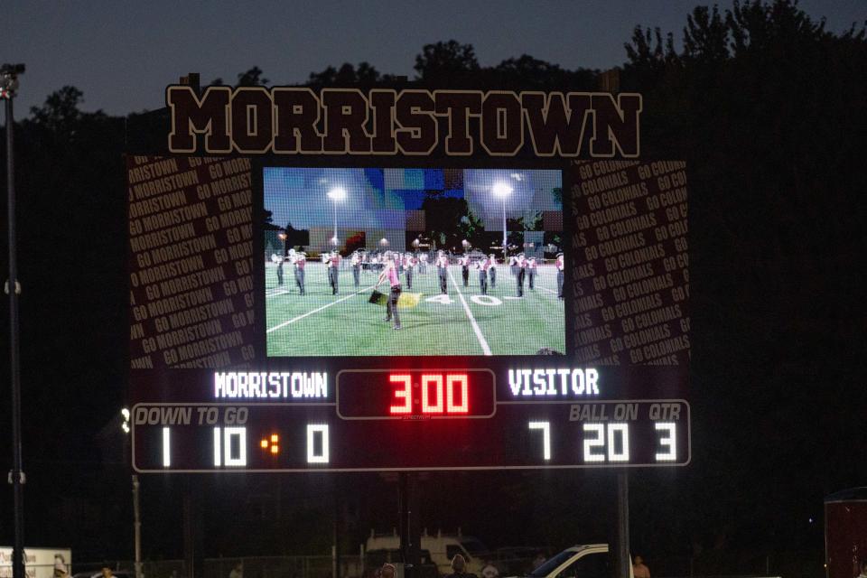 September 14, 2023; General view of the new scoreboard with video at Morristown HS in Morristown, New Jersey, USA; Morristown High School. Mandatory Credit: Tom Salus-The Record