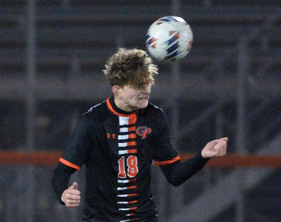 Cathedral Prep freshman James DiSanza competes against Montour during a PIAA Class 3A boys soccer game at Dollinger Field, Hagerty Family Events Center, in Erie on Nov. 7.