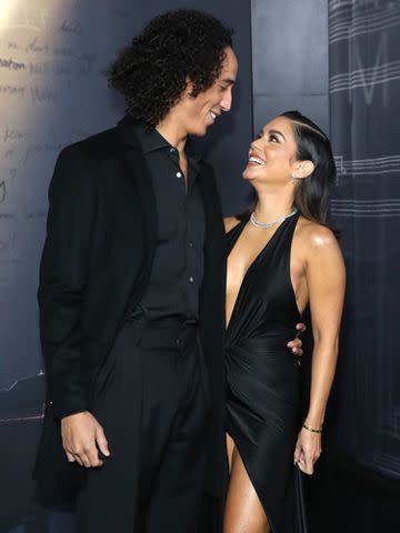 <p>Monica Schipper/Getty</p> Cole Tucker and Vanessa Hudgens at Netflix's "tick, tick...BOOM!" New York premiere in 2021.