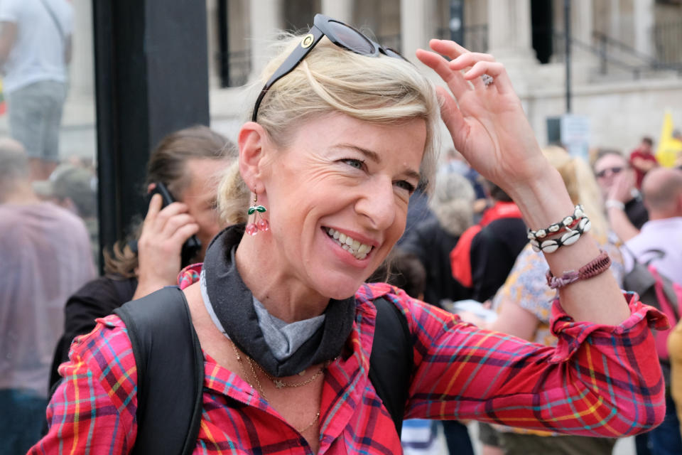 Katie Hopkins. Protest against vaccine passports in Trafalgar Square. (Photo credit should read Matthew Chattle/Future Publishing via Getty Images)