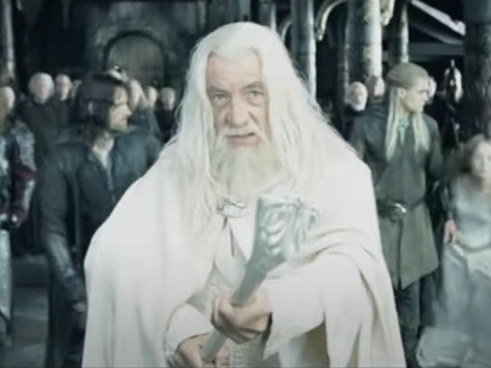 "The Lord of the Rings: The Two Towers" with ian mckellan dressed in all white