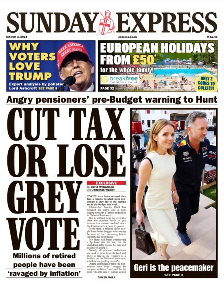 Sunday Express front page 03/03/24