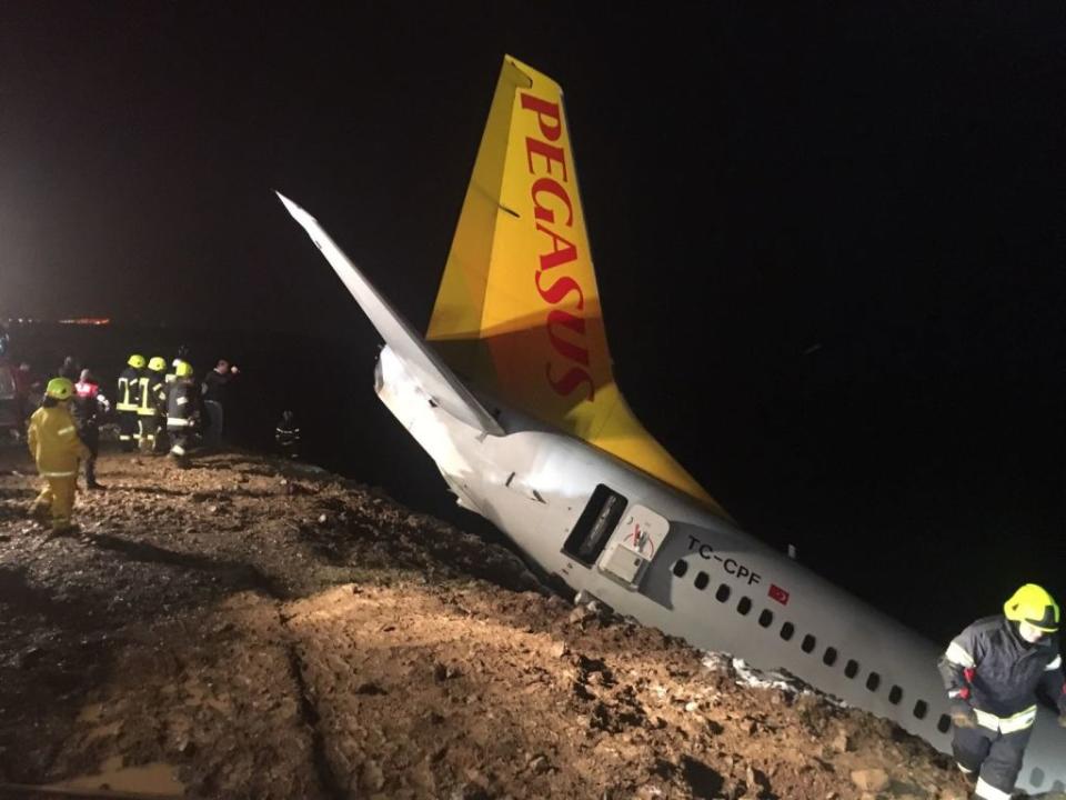 <em>Evacuation – passengers and crew were evacuated from the plane after the crash</em>