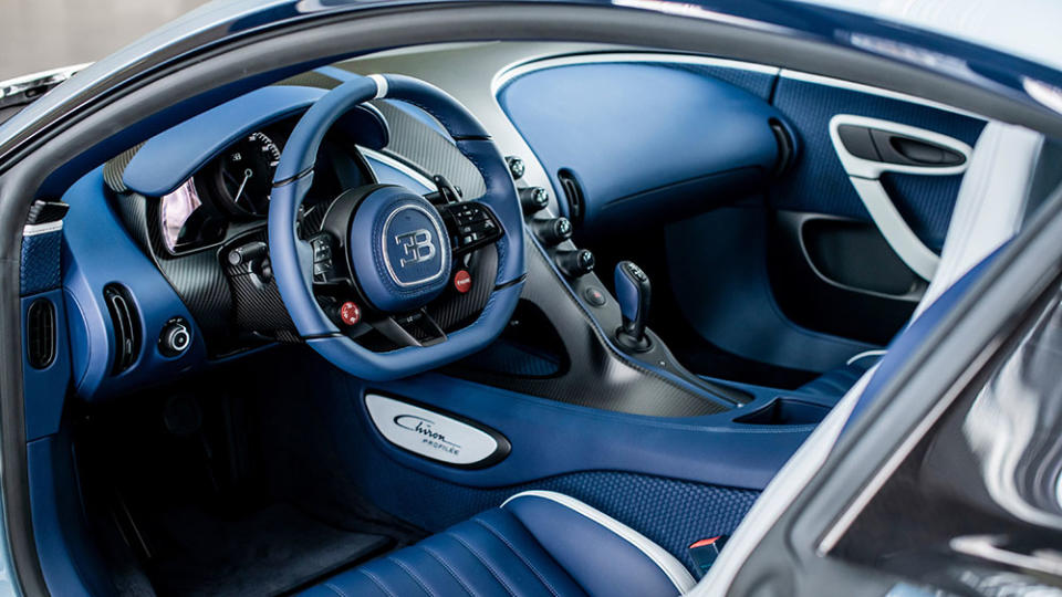 The Bugatti Chiron Profilée's driver's cockpit