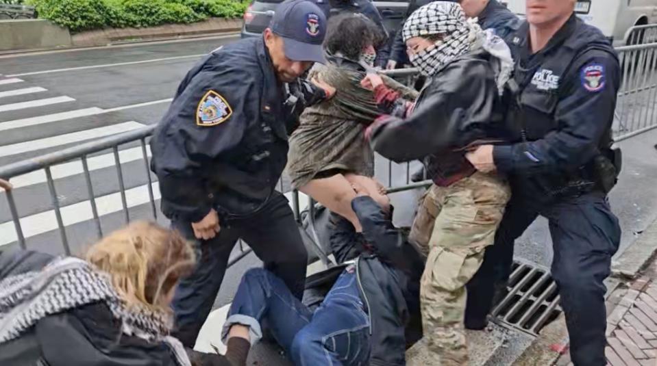 At least three people have been arrested in connection with the ongoing tent protest on Columbia University’s Morningside campus. Jon farina / Status Coup News