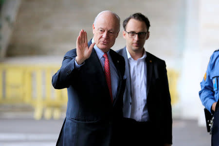 United Nations mediator for Syria Staffan de Mistura arrives at the United Nation in the context of the resumption of intra-Syrian talks in Geneva, Switzerland, February 24, 2017. REUTERS/Pierre Albouy