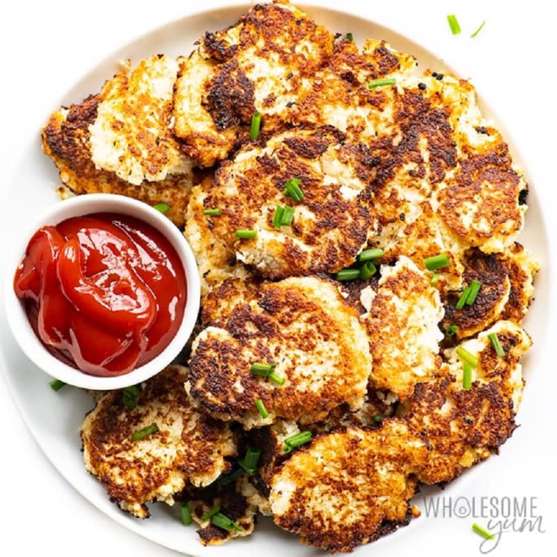 Wholesome Yum<p>This low carb keto hash browns recipe is ready in just 15 minutes, with 6 ingredients! </p><p><strong>Get the recipe: </strong><a href="https://www.wholesomeyum.com/recipes/cauliflower-hash-browns-low-carb-paleo/" rel="sponsored" target="_blank" data-ylk="slk:Keto Cauliflower Hash Browns Recipe;elm:context_link;itc:0;sec:content-canvas" class="link "><strong>Keto Cauliflower Hash Browns Recipe</strong></a></p>