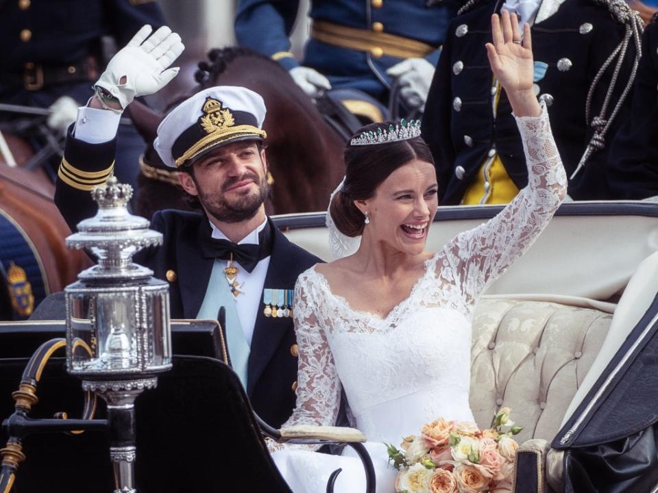 Prince Carl Philip of Sweden and Princess Sofia after their marriage ceremony on 13 June, 2015 in Stockholm, Sweden (Ian Gavan/Getty)