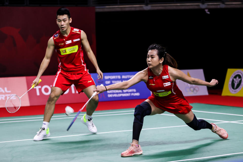 Malaysia's mixed double pair of Chan Peng Soon (left) and Goh Liu Ying at the 2021 Toyota Thailand Open. 