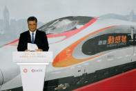 Guangdong Givernor Ma Xingrui speaks during the opening ceremony of the Hong Kong Section of the Guangzhou-Shenzhen-Hong Kong Express Rail Link, in Hong Kong, China September 22, 2018. REUTERS/Tyrone Siu