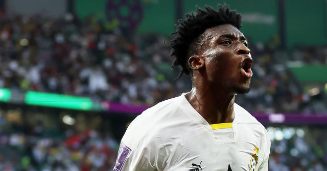 Mohammed Kudus of Ghana celebrates scoring their team&#39;s second goal during the FIFA World Cup Qatar 2022 Group H match between Korea Republic and Ghana at Education City Stadium on November 28, 2022 in Al Rayyan, Qatar.