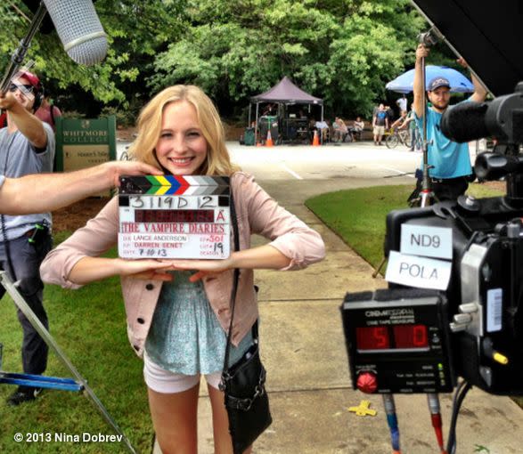 "Back to School - first day of shooting The Vampire Diaries Season 5 w/ miss <a href="https://twitter.com/CandiceAccola" target="_blank">@CandiceAccola</a> ! :) <a href="http://www.ninadobrev.com/photos/374553" target="_blank">http://say.ly/RyP6eoo </a>" -<a href="https://twitter.com/ninadobrev/status/355085024216879104" target="_blank">Nina Dobrev</a> (@ninadobrev)  