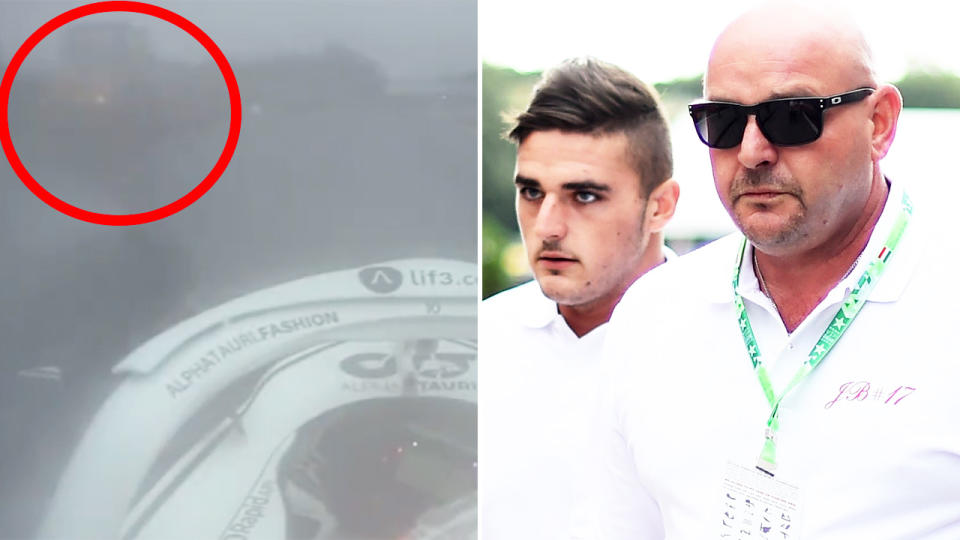 Jules Bianchi's father, pictured here before Pierre Gasly's near-miss.