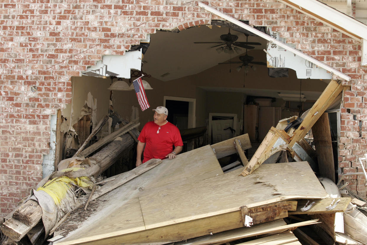 Kevin Lair at his damaged home in the Lakeview district of New Orleans.