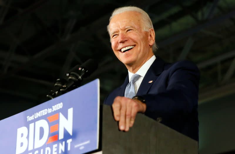 Democratic U.S. presidential candidate and former Vice President Biden speaks at his South Carolina primary night rally in Columbia