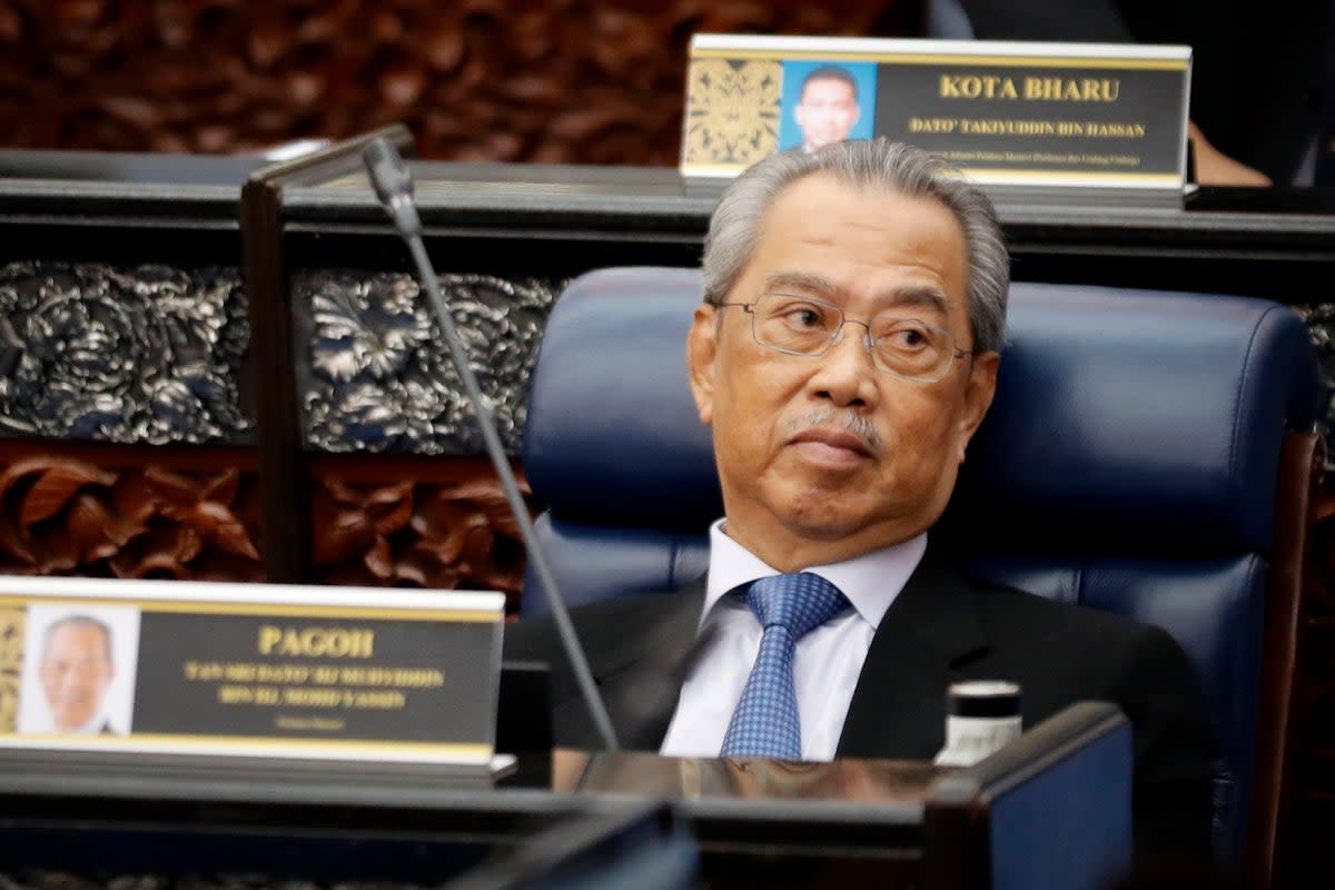 File: Malaysian Prime Minister Muhyiddin Yassin attends a parliament session (AP)