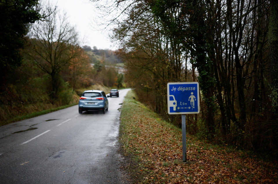 A view shows the French road where Alex Batty was picked up.  / Credit: STEPHANE MAHE / REUTERS