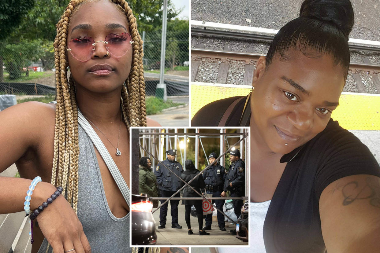 A woman with braids surrounded by police officers