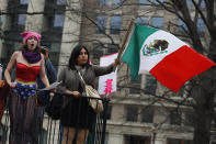 <p>Protesters chant during the Women’s March on Washington January 21, 2017 in Washington, DC. (Aaron P. Bernstein/Getty Images) </p>