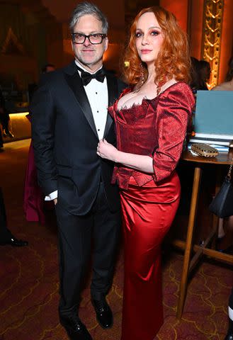 <p>Araya Doheny/Getty</p> George Bianchini and Christina Hendricks in 2024.