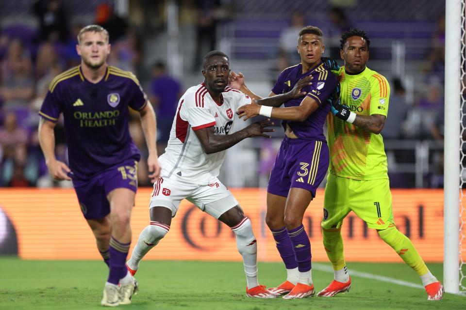 Defender defender Rafael Santos (3) and goalkeeper Pedro Gallese (1) have helped lead Orlando City to a 2-4-3 record entering Saturday night's match against FC Cincinnati in Orlando.