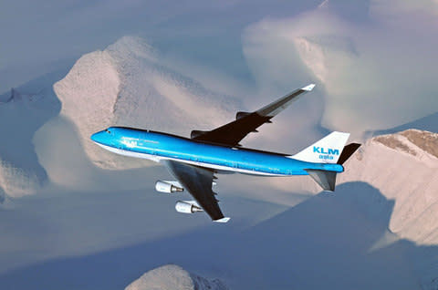 A KLM 747 flying over Greenland - Credit: Getty