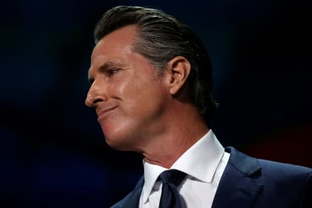 California's Governor Gavin Newsom speaks during the California Democratic Convention in San Francisco