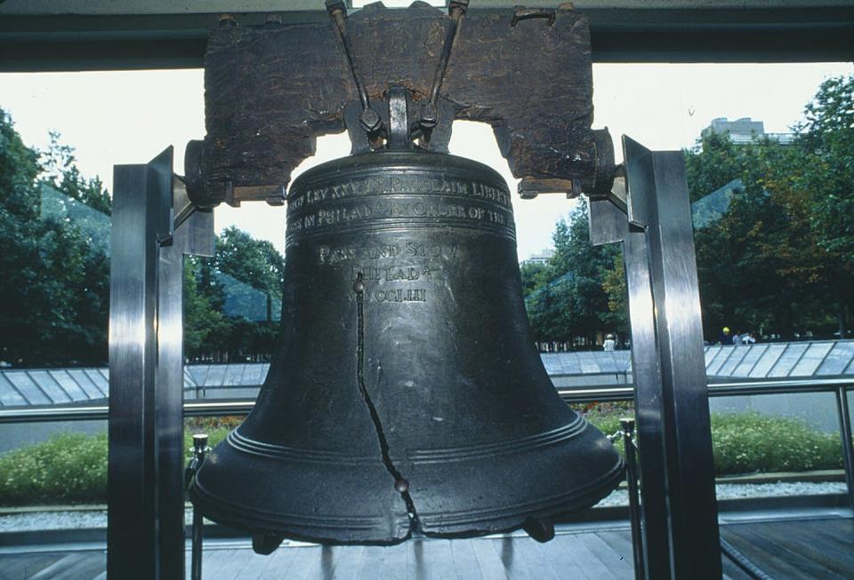 The Liberty Bell, with its famous crack, in Philadelphia. <a href="https://www.gettyimages.com/detail/news-photo/close-up-of-the-liberty-bell-news-photo/144082290?adppopup=true" rel="nofollow noopener" target="_blank" data-ylk="slk:Joe Sohm/Visions of America/Universal Images Group via Getty Images;elm:context_link;itc:0;sec:content-canvas" class="link ">Joe Sohm/Visions of America/Universal Images Group via Getty Images</a>