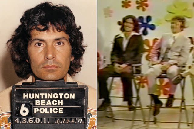 <p>Orange County District Attorney's Office</p> Rodney Alcala in a mugshot, July 24, 1979 (left) and as Bachelor #1 on "The Dating Game" a year prior.