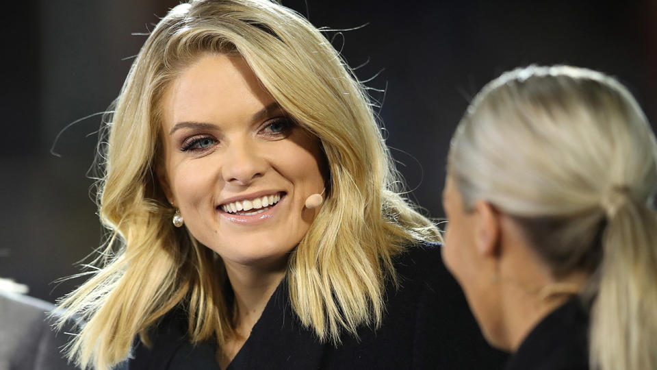 Erin Molan, pictured here before the Women's State of Origin match in 2019. 