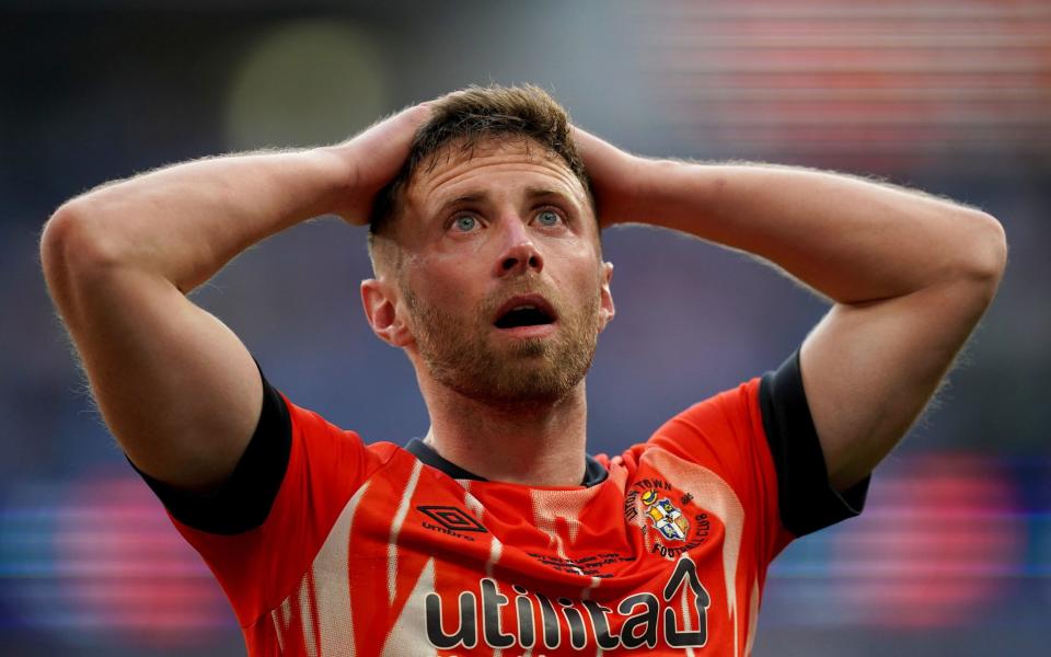 Luton Town&#39;s Jordan Clark reacts after their side win during the Sky Bet Championship play-off final - PA/Adam Davy