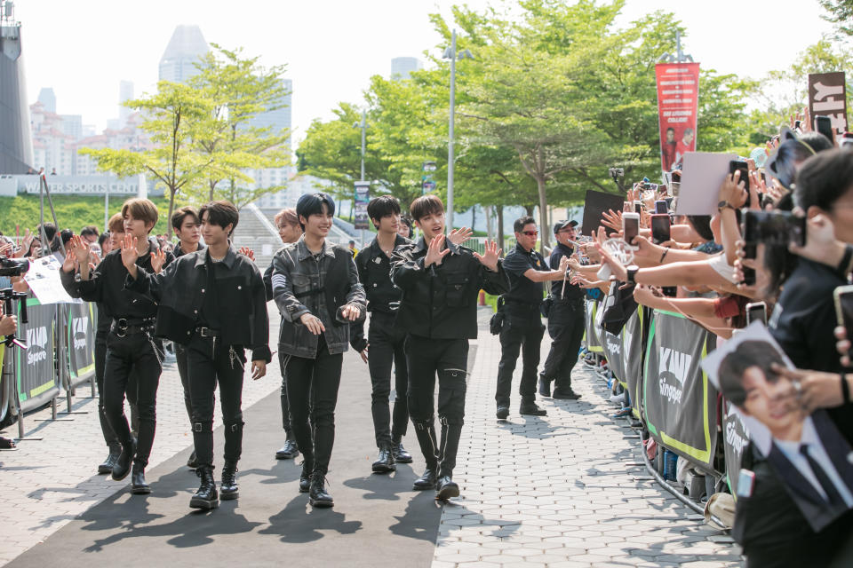 Stray Kids arrives on the red carpet. (PHOTO: Kamp Singapore)