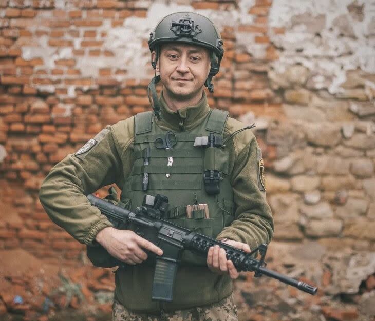 Ukrainian soldier Andrew Trydid, seen in a photo posted to his Instagram page, says he has not kept in touch with friends who fled the country. (andrew55577788/Instagram)