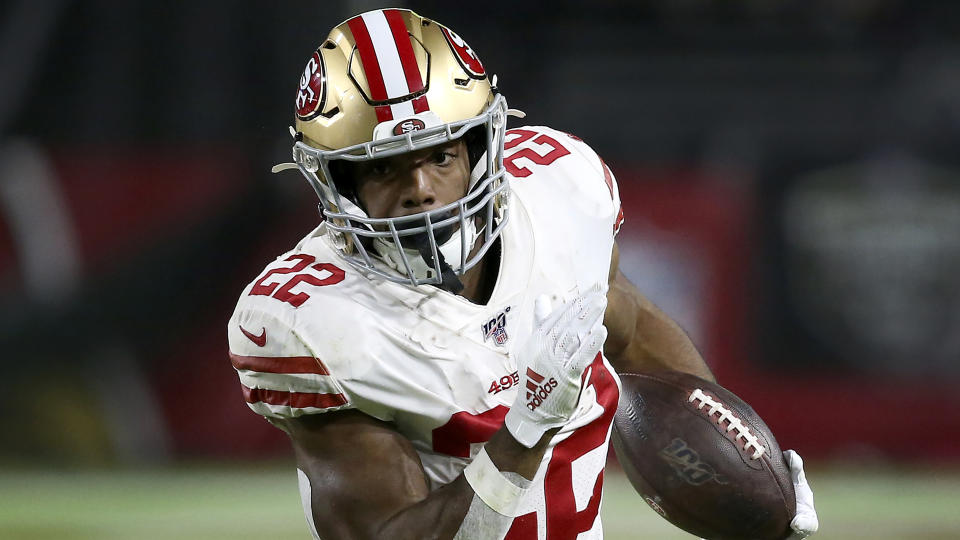 Matt Breida (22) was part of a successful committee at running back for the 49ers. (AP Photo/Ross D. Franklin)