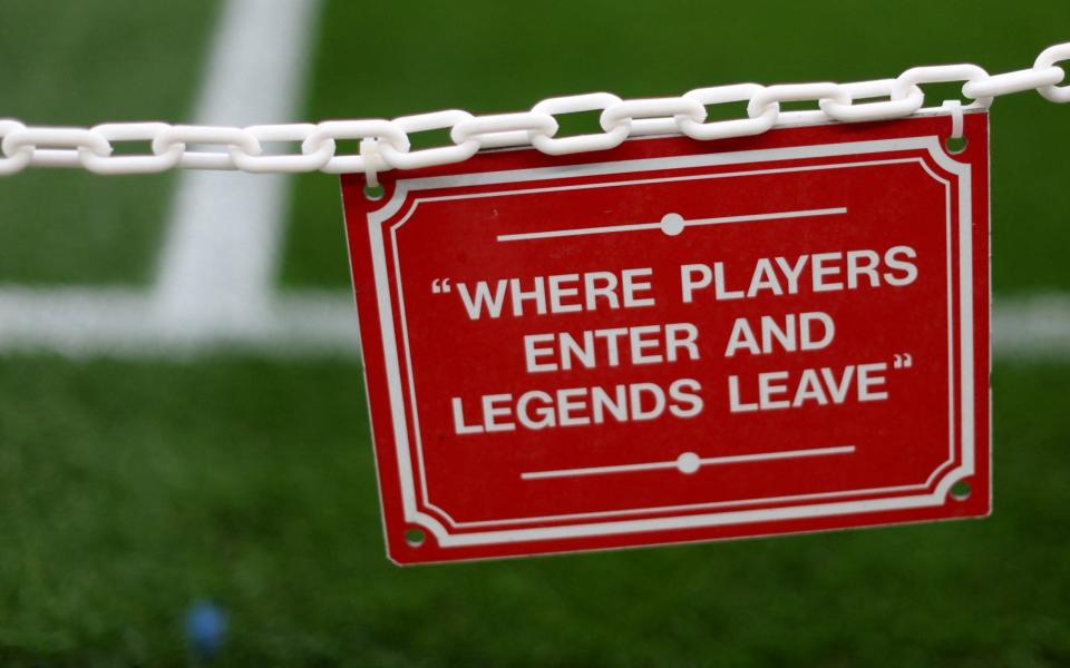 A sign is pictured inside the stadium before the match  - Action Images via Reuters/Carl Recine