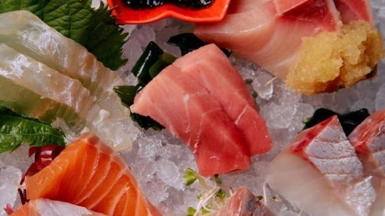 raw fish on ice