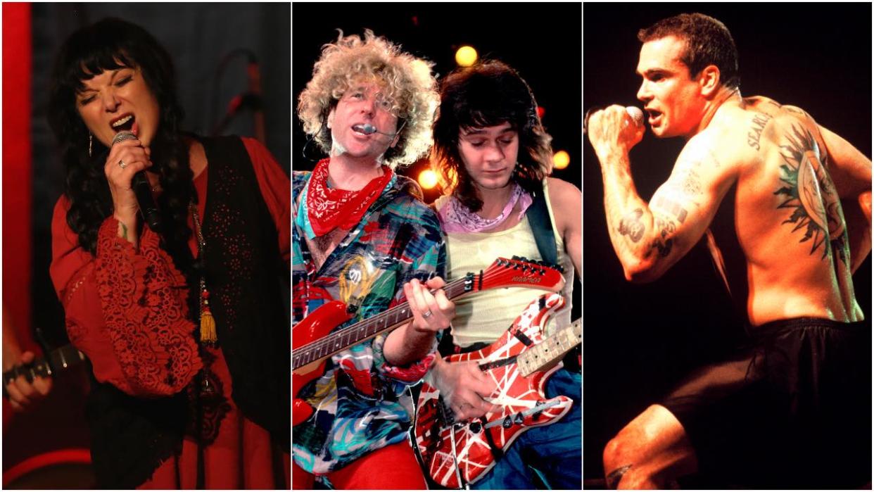  Images of Heart’s Ann Wilson, Van Halen and Henry Rollins onstage. 