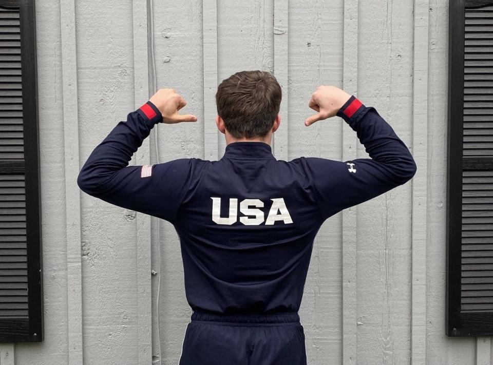Charlie Volker in team USA bobsled gear