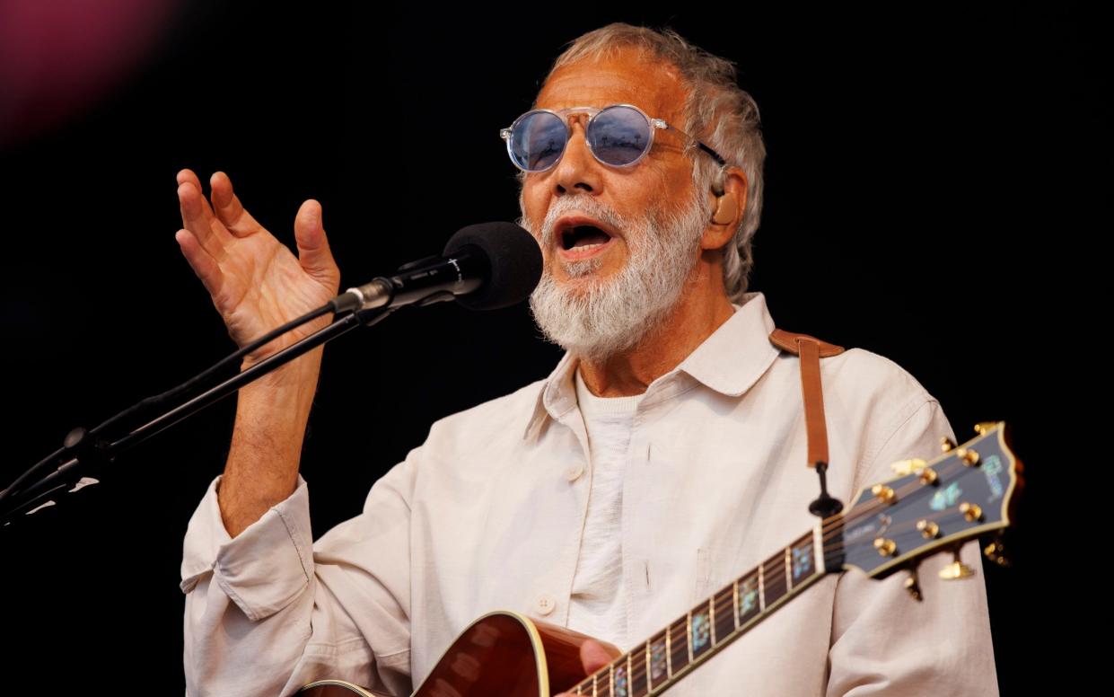 Yusuf/Cat Stevens performs on the Pyramid Stage at Glastonbury