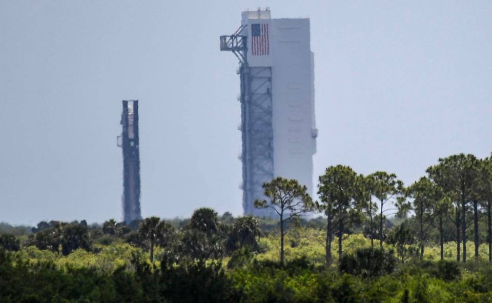 A United Launch Alliance Atlas V rocket and Starliner capsule are rolled back to the Vertical Integration Facility at Cape Canaveral Space Force Station FL Wednesday, May 8, 2024. The rocket is being rolled back to replace a malfunctioning pressure regulation valve on a liquid oxygen tank. Craig Bailey/FLORIDA TODAY via USA TODAY NETWORK