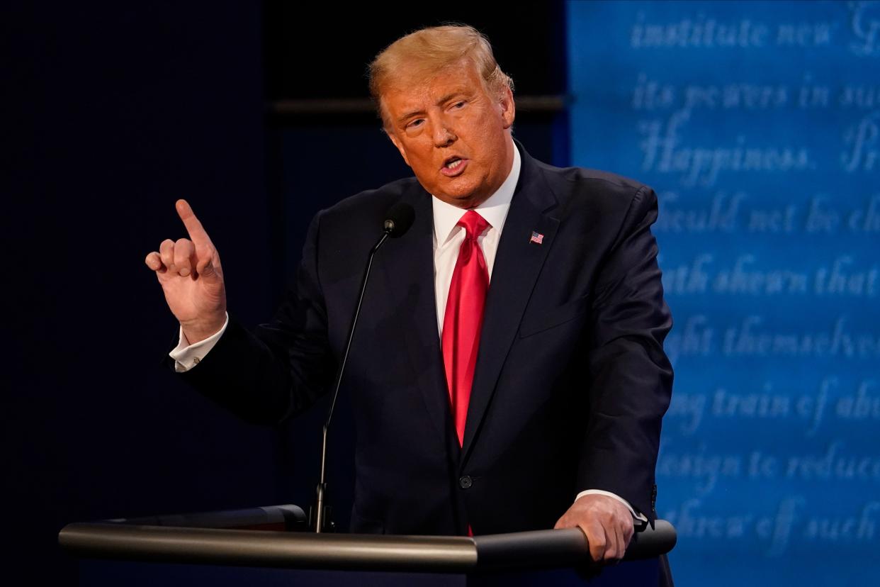 US President Donald Trump answers a question during the final presidential debate at Belmont University in Nashville, Tennessee, USA, 22 October 2020. This is the last debate between the US President Donald Trump and Democratic presidential nominee Joe Biden before the upcoming presidential election on 03 November.  EPA/Morry Gash / POOL (EPA)