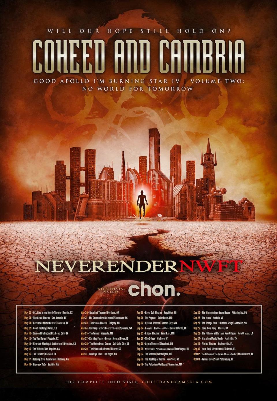 Coheed and Cambria 2020 tour poster