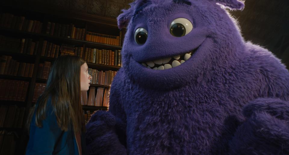 Cailey Fleming, left, and Blue (voiced by Steve Carell). "I don't know many people as kind and caring and open as Steve," says John Krasinski, who wrote the character with Carell in mind.