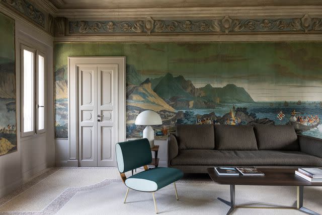 <p>Courtesy of Roncolo 1888</p> The drawing room in Roncolo 1888's Villa Manodori.